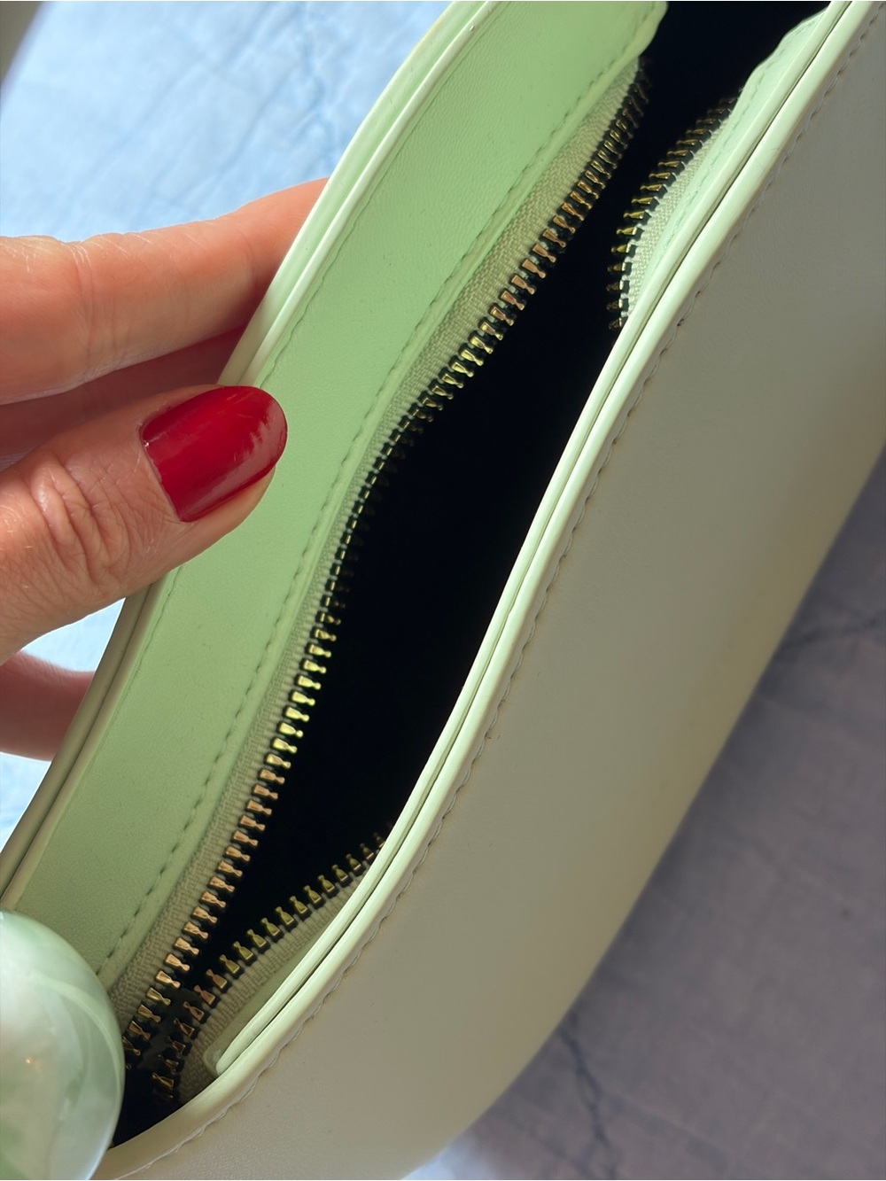Melie Bianco Mint Green Top-Handle Mini Bag with Gold Accents - Picture 3 of 3